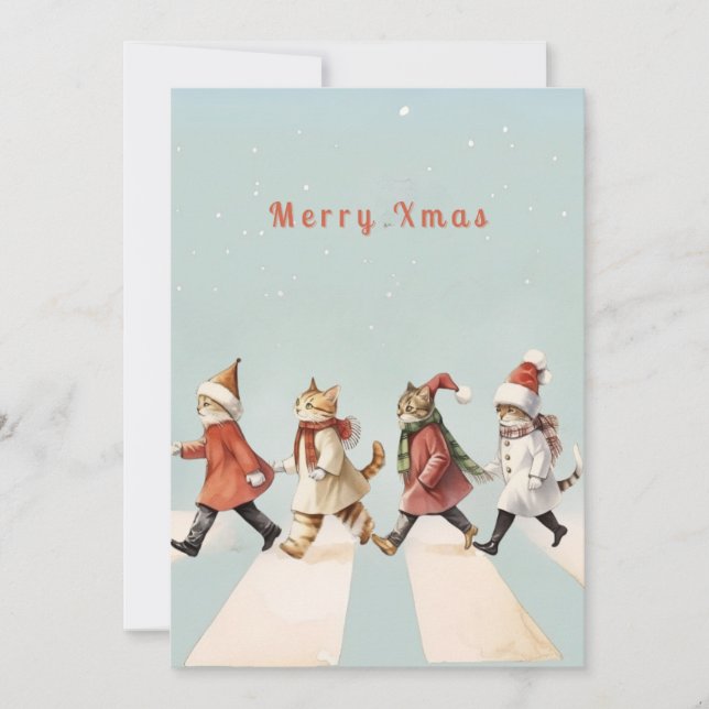 Carte de vœux de Noël pour chat vintage (Devant)