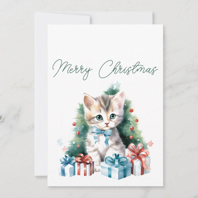 Carte de vœux de Noël pour chaton Joyeux Noël (Devant)