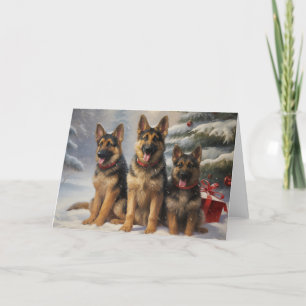 Carte de voeux de Noël pour chien berger allemand