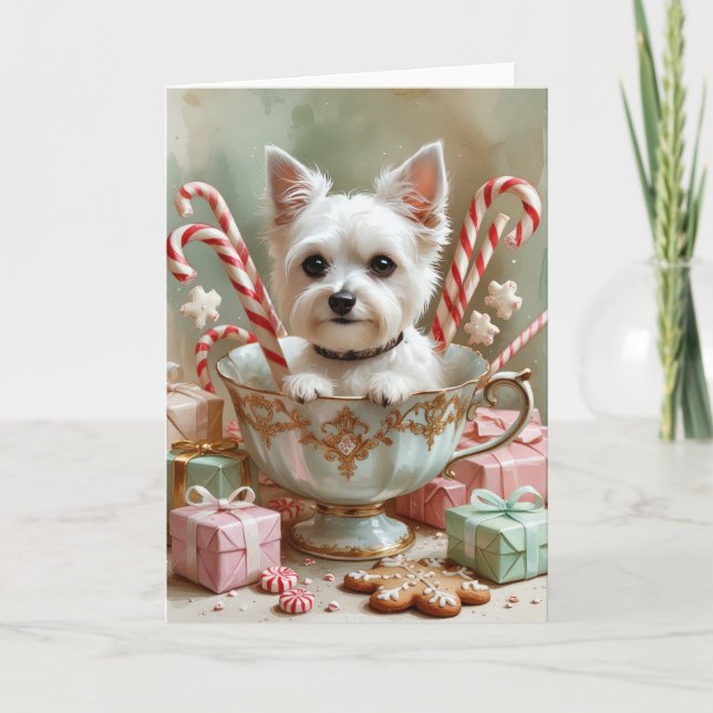 Carte de voeux de Noël pour chien de Terrier Jouet (Devant)