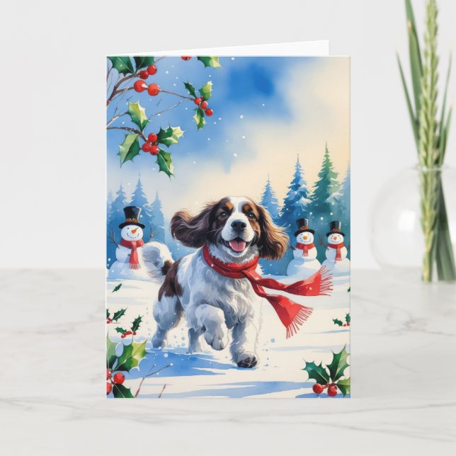 Carte de voeux de Noël pour chien espagnol Springe (Devant)