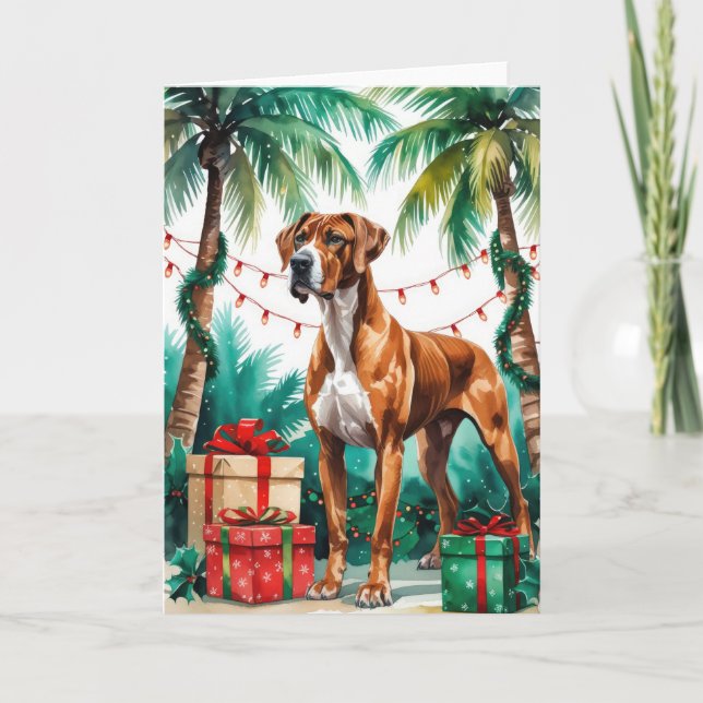 Carte de voeux de Noël pour chien Ridgeback thaïla (Devant)