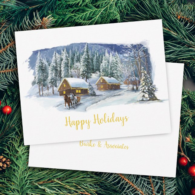 Carte de vœux de Noël pour entreprise Joyeuses Fêt (Winter Happy Holidays Business Christmas Card)