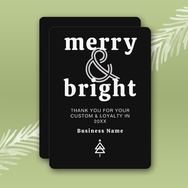 Carte de vœux de Noël pour entreprise Merry & Brig (Stylishly Personalize with Your Custom Message and Business Name)