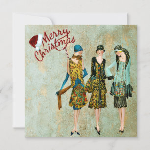 Carte de vœux de Noël pour femmes vintage des anné