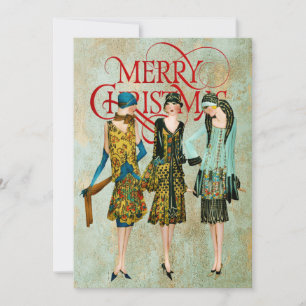 Carte de vœux de Noël pour femmes vintage des anné