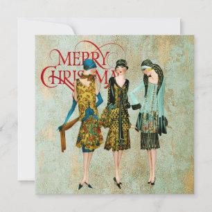 Carte de vœux de Noël pour femmes vintage des anné