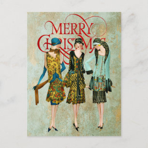 Carte de vœux de Noël pour femmes vintage des anné