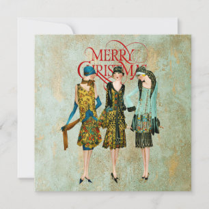 Carte de vœux de Noël pour femmes vintage des anné