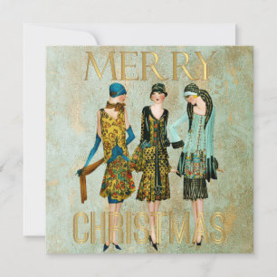 Carte de vœux de Noël pour femmes vintage des anné