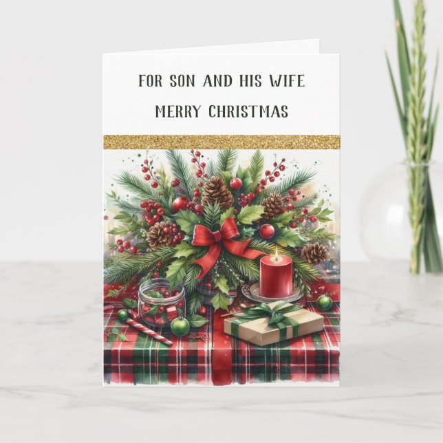 Carte de vœux de Noël pour fils et belle-fille (Devant)