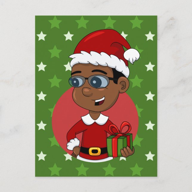 carte de vœux de Noël pour garçon dessin animé (Devant)