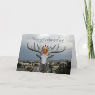 Carte de voeux de Noël pour le poulet et le rudolp