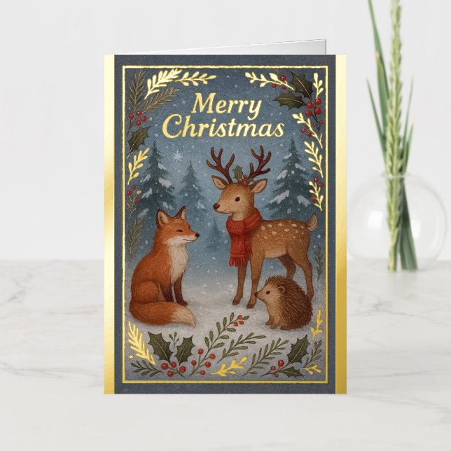 Carte de voeux de Noël pour les animaux des bois (Recto)