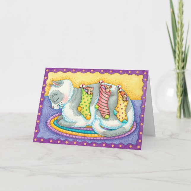 Carte de voeux de Noël pour les bas de chats et de (Devant)