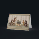 Carte de voeux de Noël pour les chats victoriens<br><div class="desc">Carte de voeux de Noël vintage / victorienne. adorable chatte en train de déverser du porridge pour ses chatons ! Un Joyeux Noël !</div>