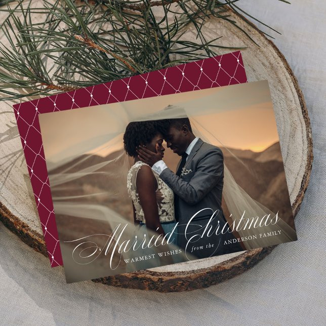 Carte de vœux de Noël pour mariage Burgundy (Créateur téléchargé)
