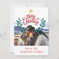 Carte de vœux de Noël Ranch familial rustique