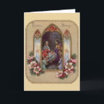 Carte de voeux de Noël religieuse vintage<br><div class="desc">Carte de voeux Retro / Vintage Noël. La Sainte Famille entourée d'Anges ! Bénédictions de Noël !</div>