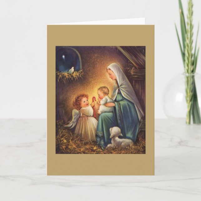 Carte de voeux de Noël religieuse vintage (Devant)