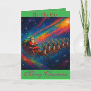 Carte de vœux de Noël - Renne de Père Noël cosmiqu