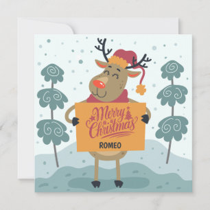 Carte de vœux de Noël Renne Espiègle
