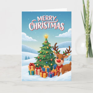 Carte de vœux de Noël Renne Joyeux