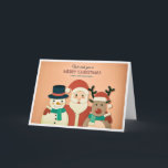 Carte de voeux de Noël Retro Cute<br><div class="desc">Vous vous préparez à envoyer toutes vos cartes de voeux de Noël et de Fêtes? Cette carte de voeux de Noël rétro est la meilleure façon de donner un peu de plus à votre poste cette année! Cette belle carte de voeux comprend le Père Noël, un renne et un bonhomme...</div>