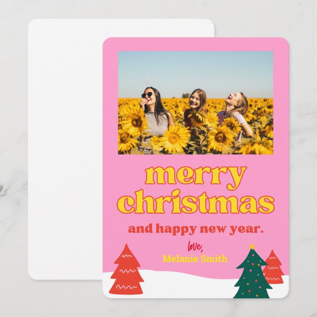 Carte de voeux de Noël Retro Fun Vibe (Devant / Derrière)