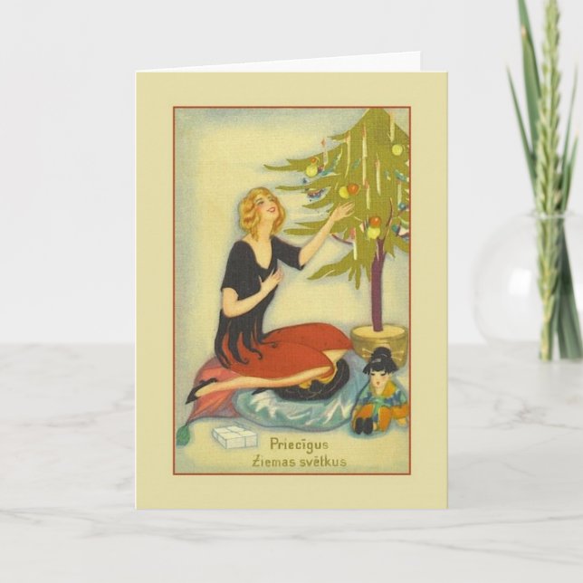 Carte de voeux de Noël rétro letton (Devant)