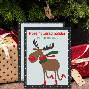 Carte de vœux de Noël rétro noir avec renne mignon