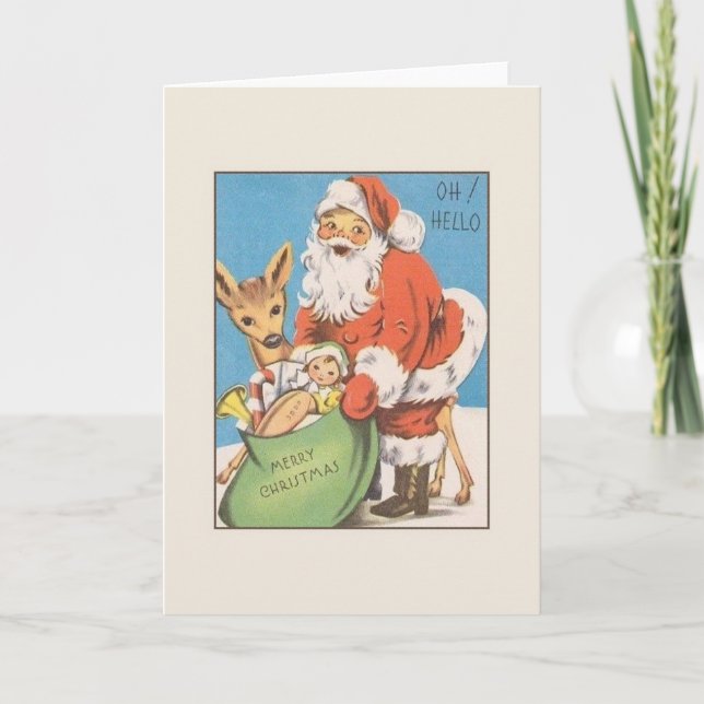 Carte de voeux de Noël Retro Père Noël (Devant)