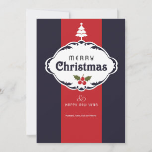 Carte de vœux de Noël Rouge Blanc et Bleu