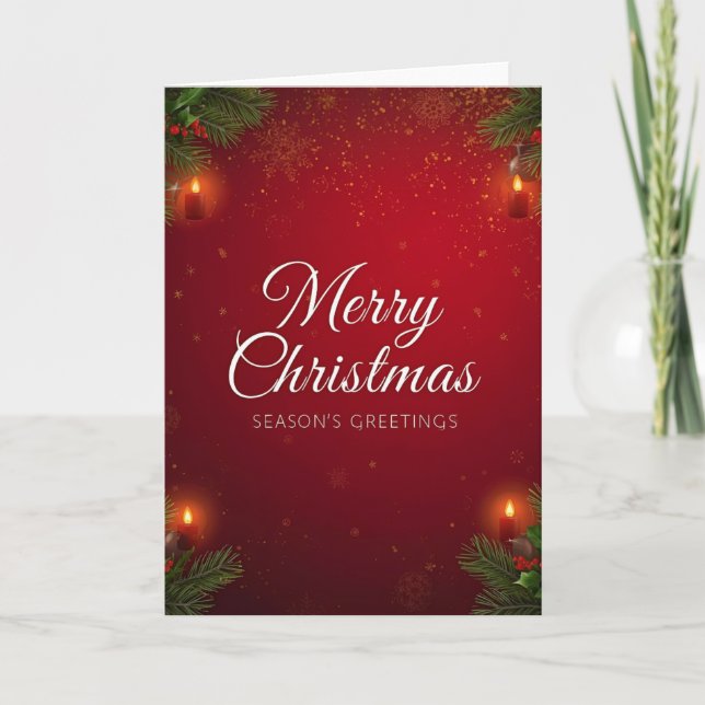 Carte de vœux de Noël rouge et or festive (Devant)