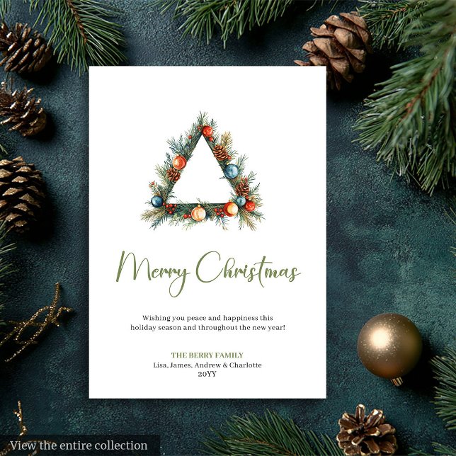Carte de vœux de Noël rustique moderne Boho aquare (Modern Boho Watercolor Rustic Christmas Greeting Holiday Card)