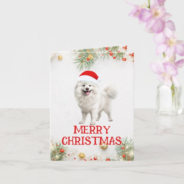 Carte de voeux de Noël Samoyed personnalisable (Orchidée)