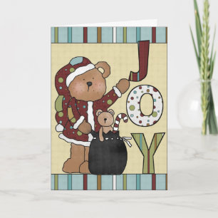 Carte de vœux de Noël Santa Ours en peluche Joie