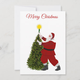 Carte de vœux de Noël Santa Star's the Tree Flat