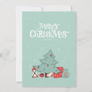 Carte de vœux de Noël Sapin et Cadeaux - 5x7