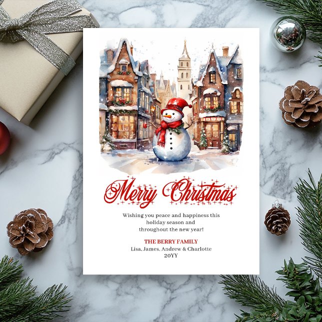 Carte de vœux de Noël scène de vacances classique (Classic holiday scene Christmas greeting card

)