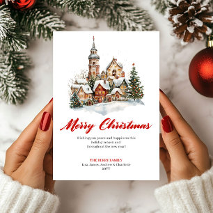 Carte de vœux de Noël Scène hivernale enjouée