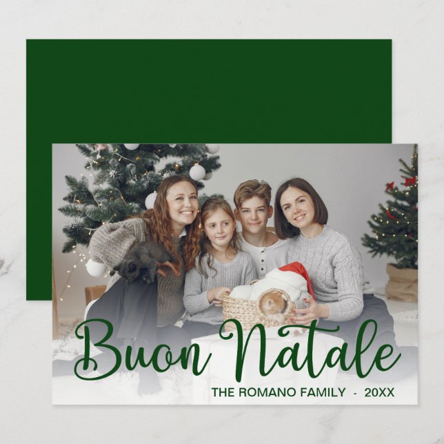 Carte de vœux de Noël Script Buon Natale Photo (Devant / Derrière)