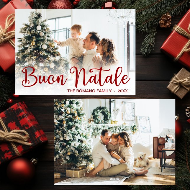 Carte de vœux de Noël Script Buon Natale Photo (Créateur téléchargé)