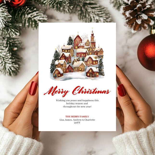 Carte de vœux de Noël Simple Scène de Fêtes (Simple Holiday Scene Christmas Greeting Card)