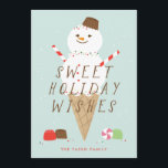 Carte de voeux de Noël Snowcone<br><div class="desc">Cette adorable carte illustrée présente un véritable cône de neige avec des bonbons.</div>