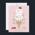 Carte de voeux de Noël Snowcone - rose<br><div class="desc">Cette adorable carte illustrée présente un véritable cône de neige avec des bonbons.</div>