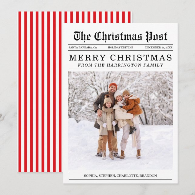 Carte de voeux de Noël style vieux journal (Devant / Derrière)
