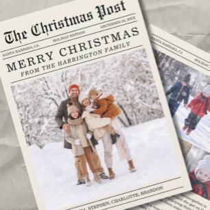 Carte de voeux de Noël style vieux journal