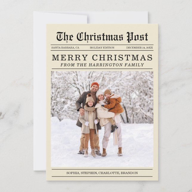 Carte de voeux de Noël style vieux journal (Devant)