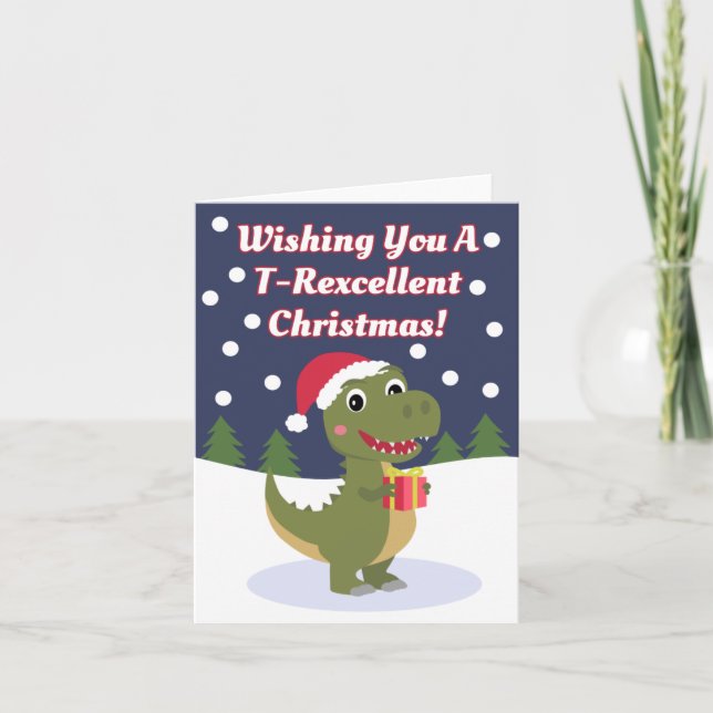 Carte de voeux de Noël T-rex (Devant)